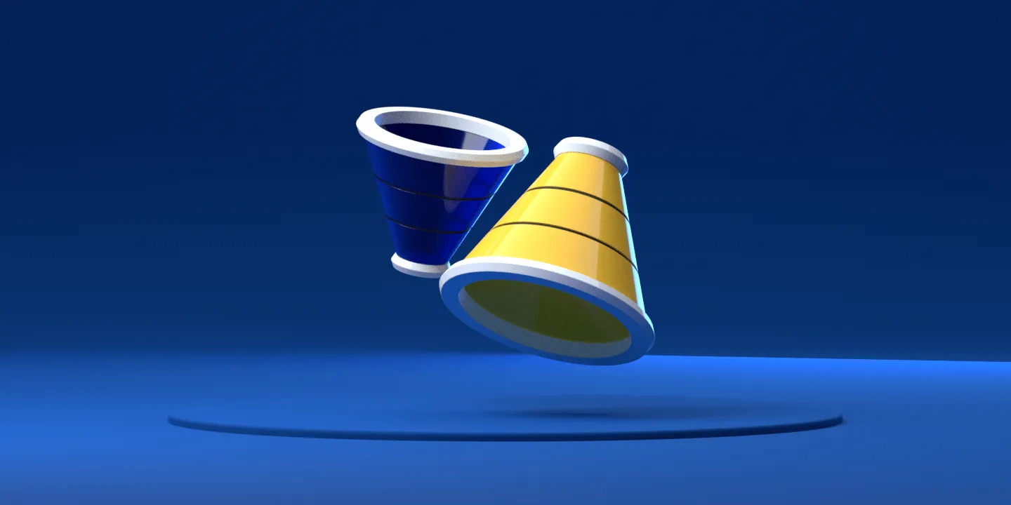 Trichter mit Öffnungen in verschiedene Richtungen als Symbol für Marketing- und Sales-Funnel und Account-Based Marketing