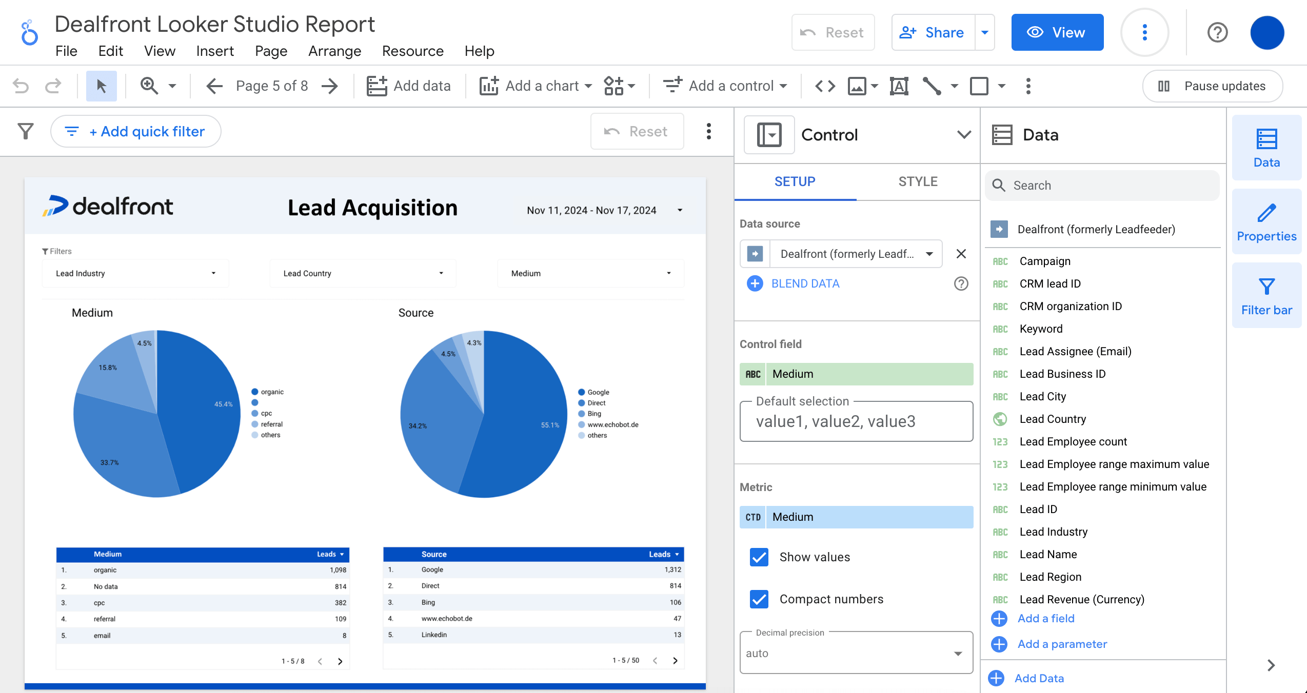 Looker Studio integration with Leadfeeder