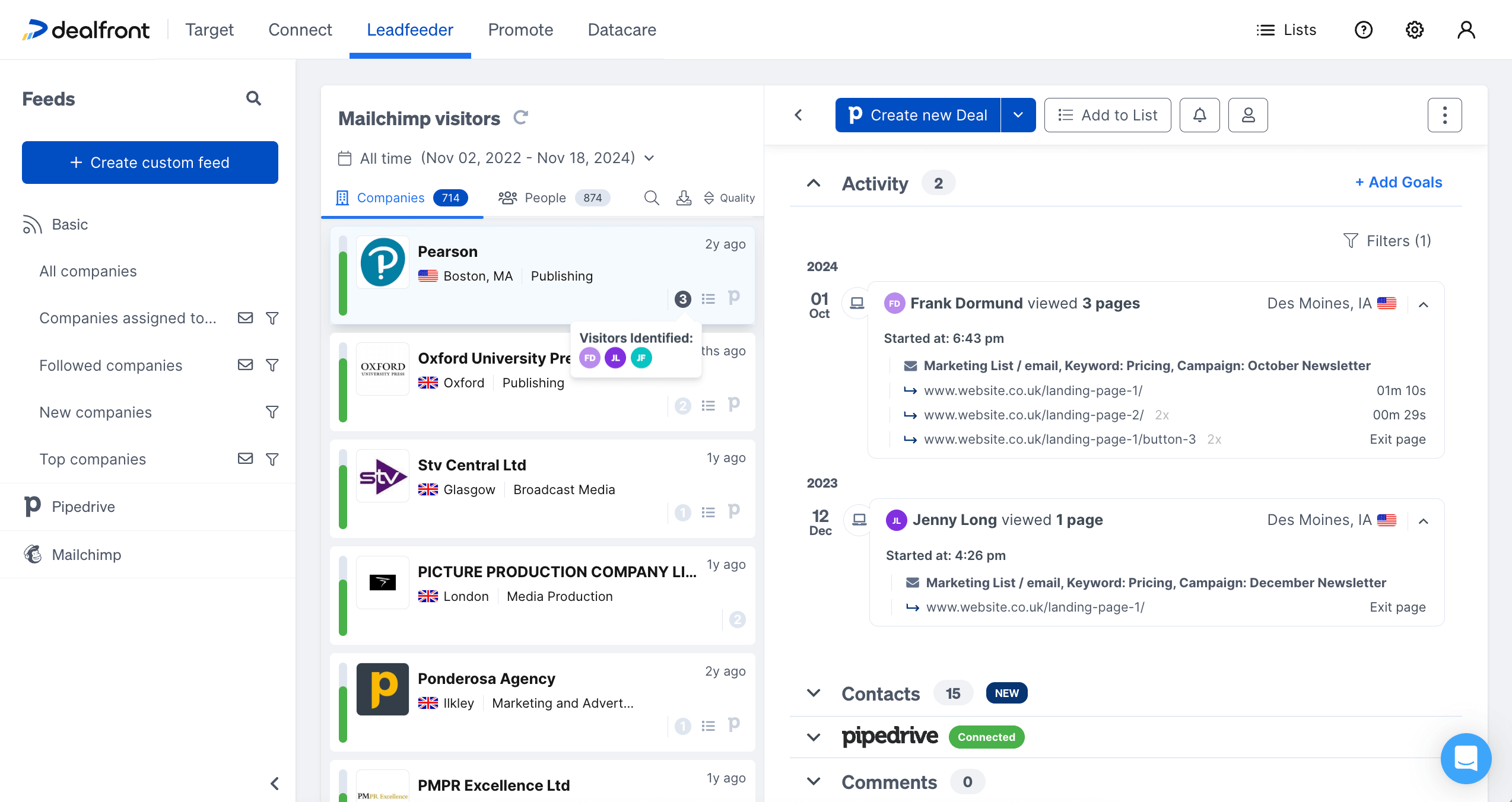 Mailchimp integration with Leadfeeder