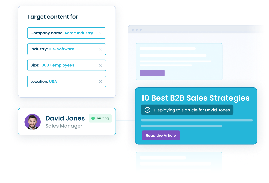 Display targeted content for B2B publishers