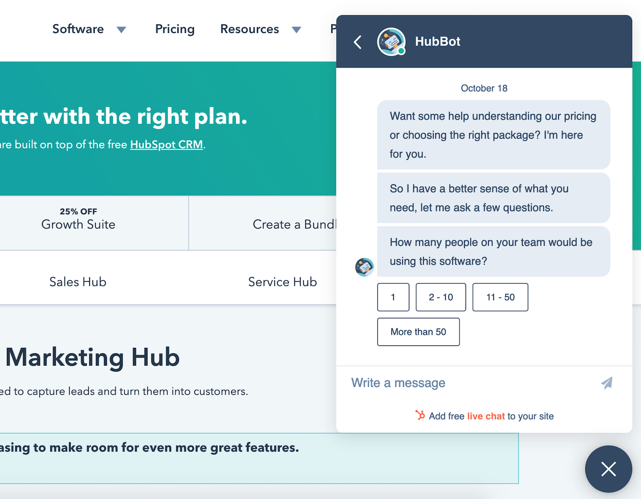 Hubspot pricing page lead generation