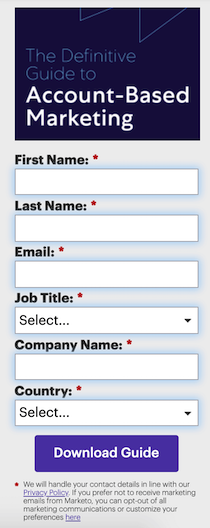 Marketo lead generation form