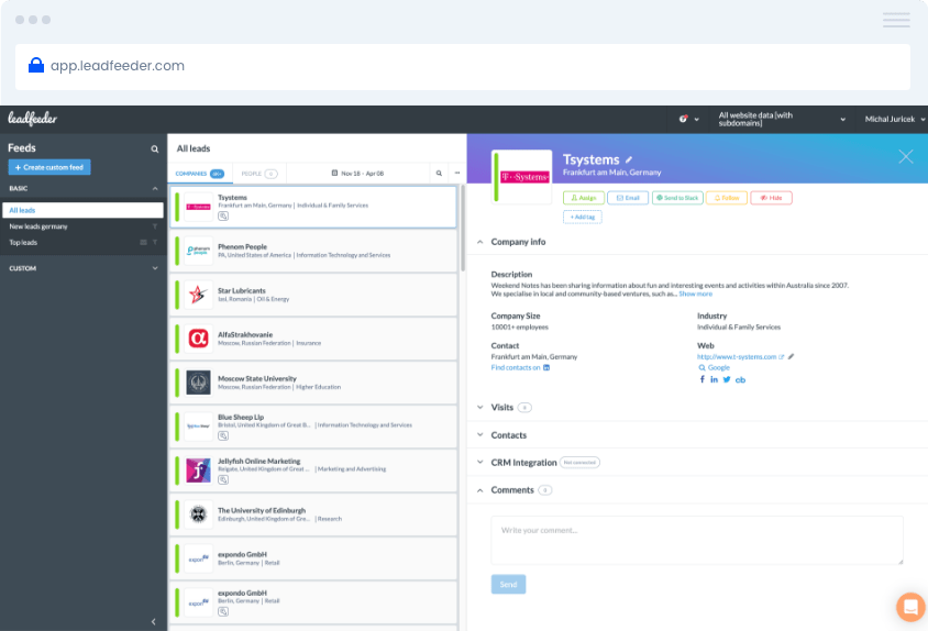 LeadFeeder Screenshot